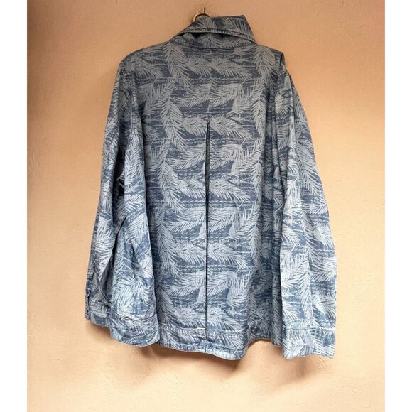 DG2 By Diane Gilman Women Palm Chambray Jacket Plus Size 2X Blue Lightweight New - Picture 2 of 9